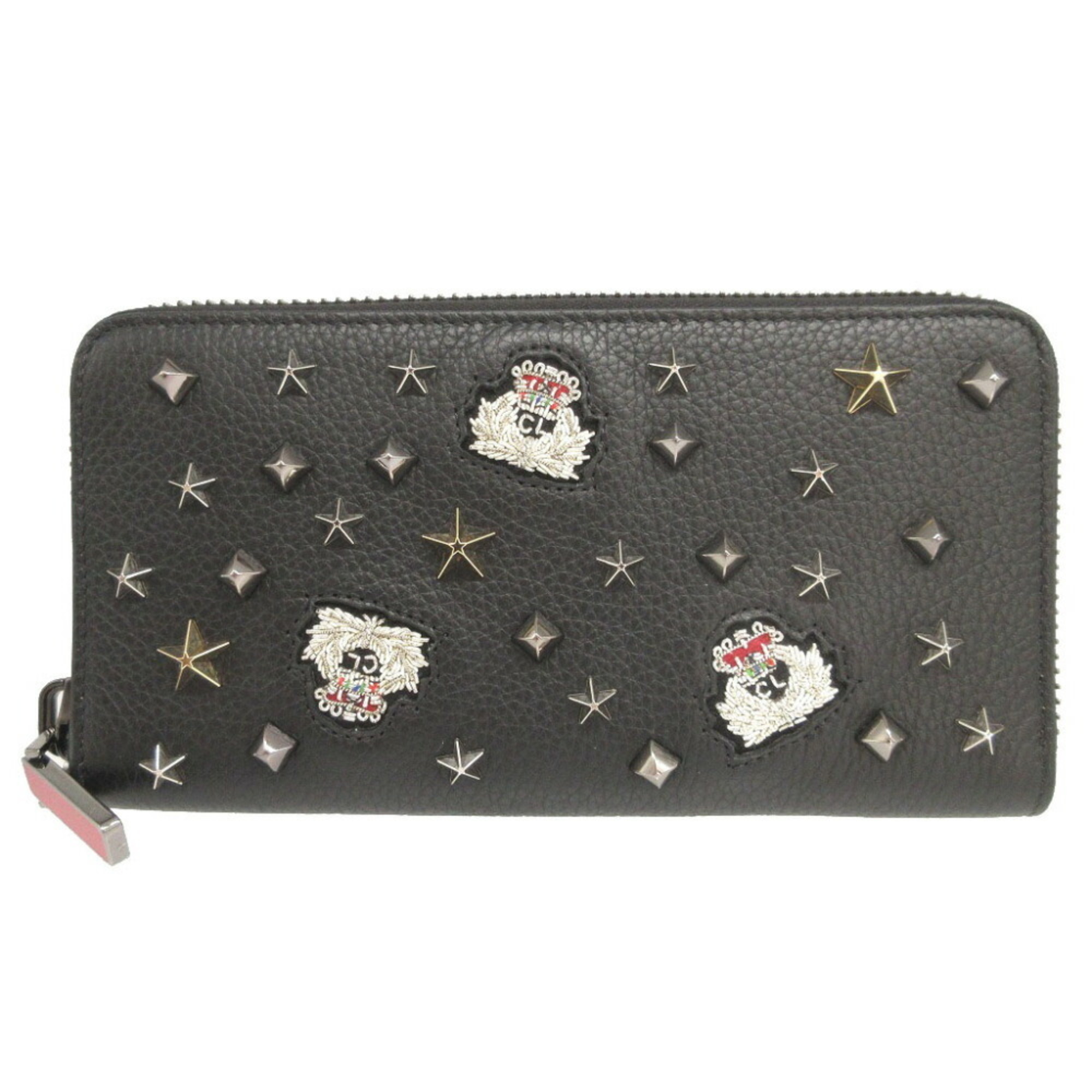 Christian Louboutin Panettone Studded Leather Black Round Long Wallet 0121chr...